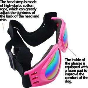 Dog Cat Goggles Eye Wear UV Protection  Adjustable Waterproof Sunglasses Pink